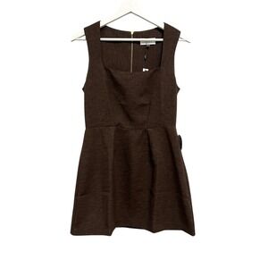 Closet London Dress Womens 6 Brown Square Neck‎ Mini Fit & Flare Back Zip